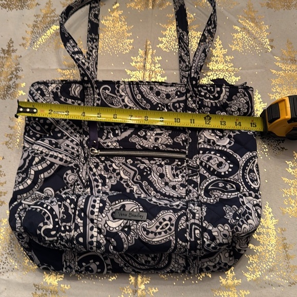 Vera Bradley Iconic Small Vera Tote Deep Night Paisley Neutral - Picture 2 of 5
